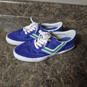 Tory Sport Chevron Stripe Suede and Nylon Sneaker Size 6 Blue/Green